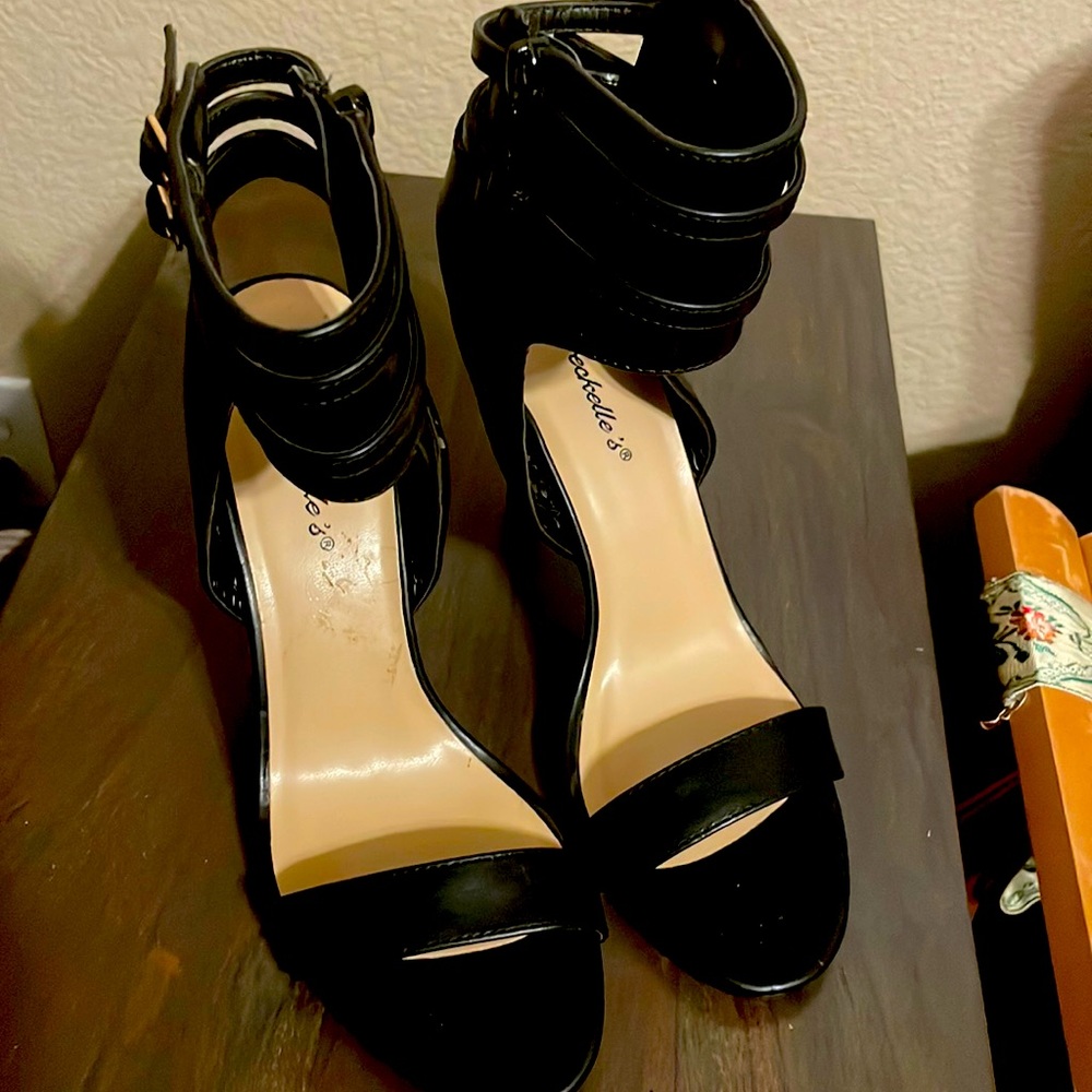 Black ankle strap heels